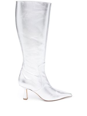 Aeyde metallic-leather knee-high boots - Silver