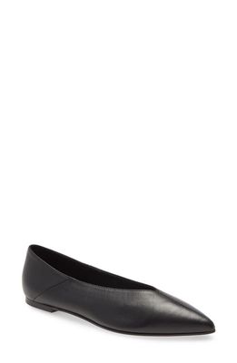 aeyde Moa Pointed Toe Flat in Black Leather