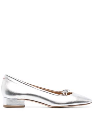Aeyde square-toe leather ballerina shoes - Silver