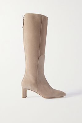 aeyde - Taylor Suede Knee Boots - Neutrals