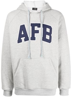 AFB logo-appliqué raglan-sleeve hoodie - Grey