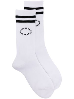 AFB star-logo striped sports socks - White