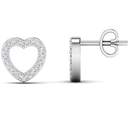 Affinity 0.10 cttw Diamond Heart Stud Ear rings , Sterling