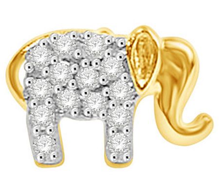 Affinity 0.10 Cttw Diamond Single Elephant Earr ing, 14K Gold