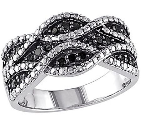 Affinity 0.20 cttw Black Diamond Twist Ring, St erling Silver
