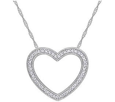 Affinity 0.20 cttw Diamond Heart Pendant w/ Cha in, 14K Gold