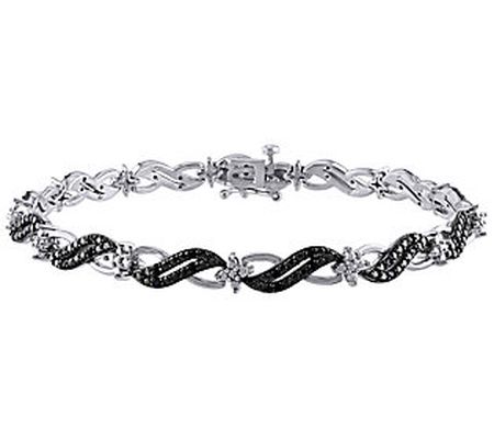 Affinity 0.25 cttw Black Diamond Link Bracelet, Sterling