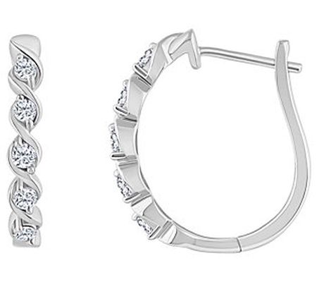 Affinity 0.30 cttw Diamond Twisted Hoop Earring s, 14K Gold