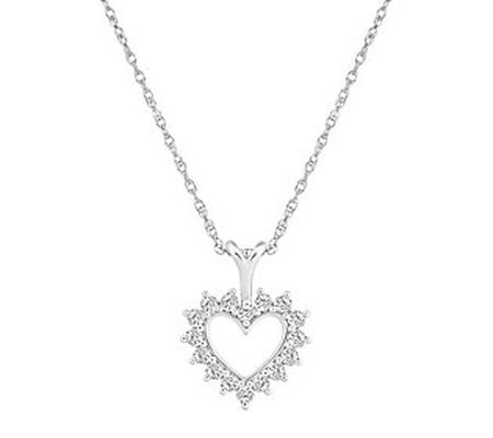 Affinity 0.50 cttw Diamond Open Heart Pendant w / Chain, 14K