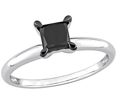 Affinity 1.00 cttw Princess Black Diamond Ring, 14K White Gold