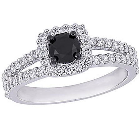 Affinity 14K 0.95 cttw Black & White Diamond Ha lo Ring