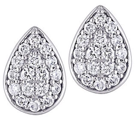 Affinity 14K 1/3 cttw Diamond Cluster Pear Stud Earrings