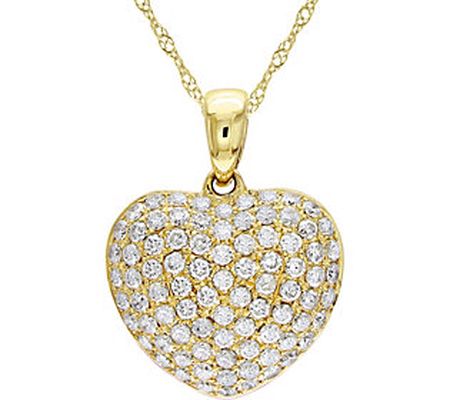 Affinity 14K Gold 1/2 cttw Diamond Heart Pendan t w/ Chain