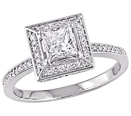 Affinity 14K Gold 7/10 cttw Princess-Cut Diamon d Halo Ring