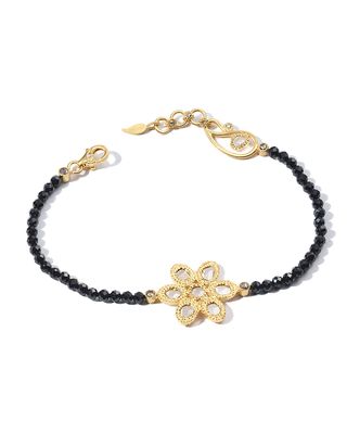 Affinity 20K Black Spinel Diamond-Flower Bracelet