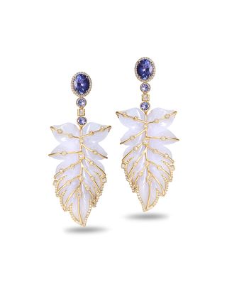 Affinity 20K Blue Chalcedony Feather Earrings