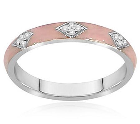 Affinity Accents Diamond Pink Enamel Ring, Ster ling Silver