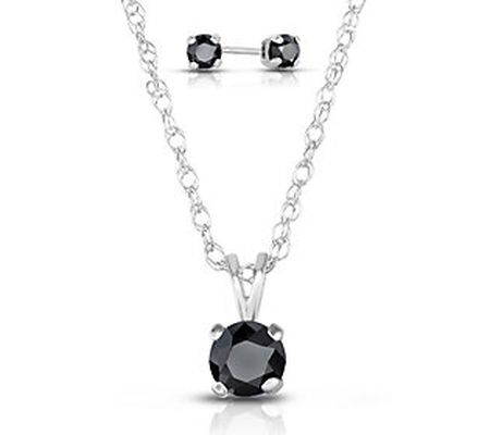 Affinity Black Diamond Necklace and Earrings Se t, Sterling