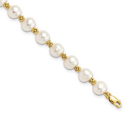 Affinity Cultured Pearl 7-1/4" Bracelet, 14K Go ld