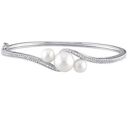 Affinity Cultured Pearl & Created Gemstone Bang le, Sterling