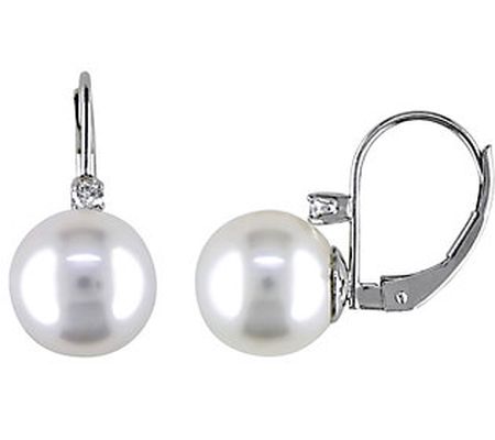 Affinity Cultured Pearl & Diamond Accent Earrin gs, 14K