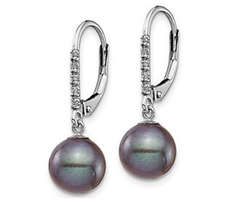 Affinity Cultured Pearl & Diamond Earrings, 14 K White Gold