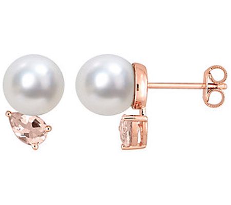Affinity Cultured Pearl & Morganite Earrings, S terling
