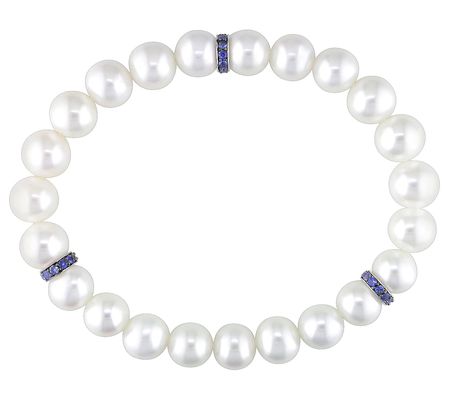 Affinity Cultured Pearl & Sapphire Bracelet, 14 K Gold