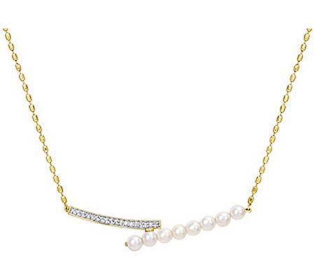 Affinity Cultured Pearl & Topaz Chevron Necklac e, Sterling