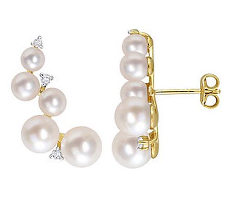 Affinity Cultured Pearl & Topaz Climber Earring s