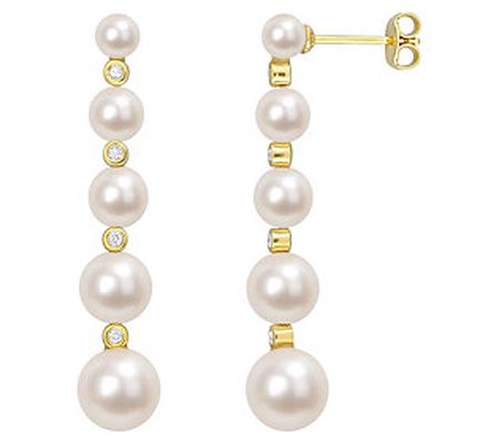 Affinity Cultured Pearl & Topaz Earrings, 18K G old Plated