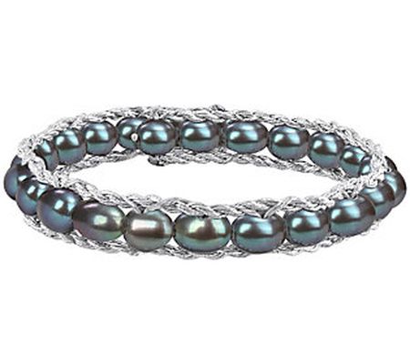Affinity Cultured Pearl Bangle, Sterling Silver