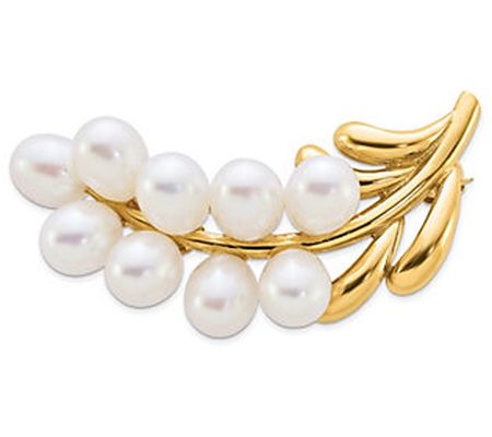 Affinity Cultured Pearl Cluster Pin Brooch, 14K Gold