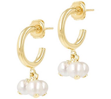 Affinity Cultured Pearl Dangle Hoop Earrings, 1 8K Plated