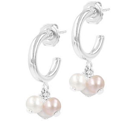 Affinity Cultured Pearl Dangle Hoop Earrings, S terling