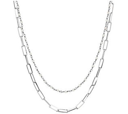 Affinity Cultured Pearl Double Strand Paperclip Link Necklace