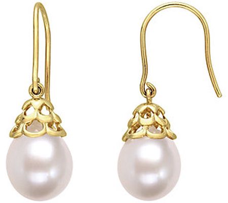 Affinity Cultured Pearl Filigree Drop Earrings, 14K Gold