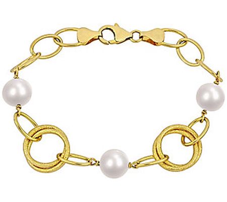 Affinity Cultured Pearl Goldtone Sterling S tation Bracelet
