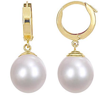 Affinity Cultured Pearl Hinged Hoop Drop Earrin gs, 14K Gold
