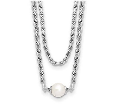 Affinity Cultured Pearl Layered 2 Strand Neckla ce, Sterling