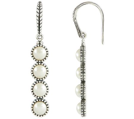 Affinity Cultured Pearl Linear Dangle Earrings, Sterling