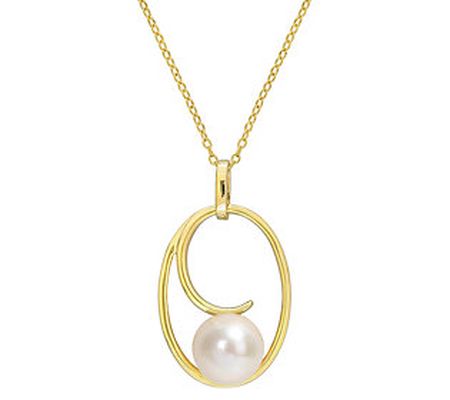 Affinity Cultured Pearl Pendant w/ Chain, 18K G old Plated