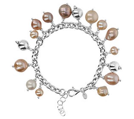 Affinity Cultured Pearl Rolo Link Charm Bracele t, Sterling