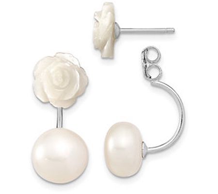 Affinity Cultured Pearl Rose Earring Jackets, S terling Silver