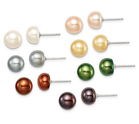 Affinity Cultured Pearl Set of 7 Stud Earr ings, Sterling