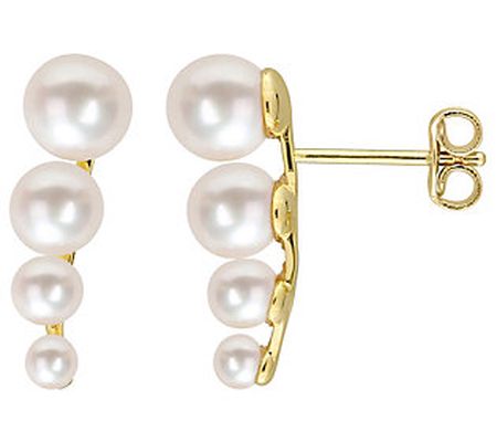 Affinity Cultured Pearl Stud Earrings, 18K Go l d Plated