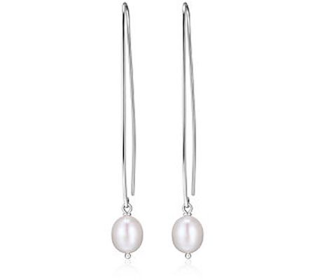 Affinity Cultured Pearl Threader Earrings, Ster ling Silver