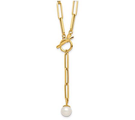Affinity Cultured Pearl Toggle Necklace, 14K Go ld