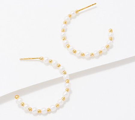 Affinity Cultured Pearls 1" Hoop Earrings, Sterling Silver