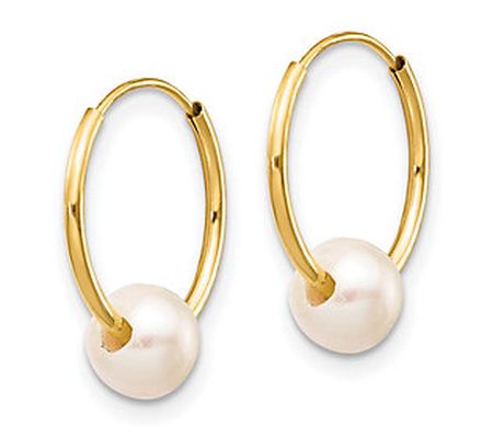 Affinity Cultured Pearls Endless Hoop Earr ings, 14K Gold